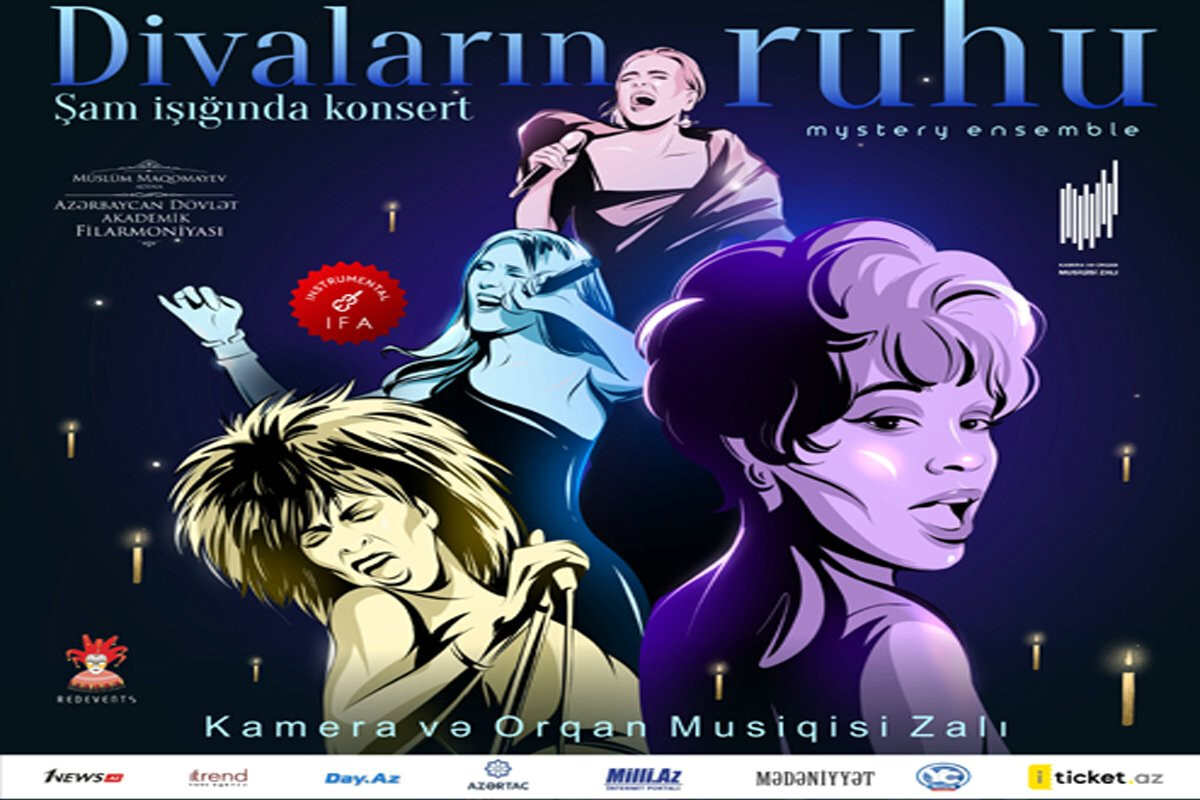 <p>Divaların ruhu: Tina Törner,&nbsp;Whitney Houston, Selin Dion, Adel. Mystery Ensemble. Şam işığında konsert</p>