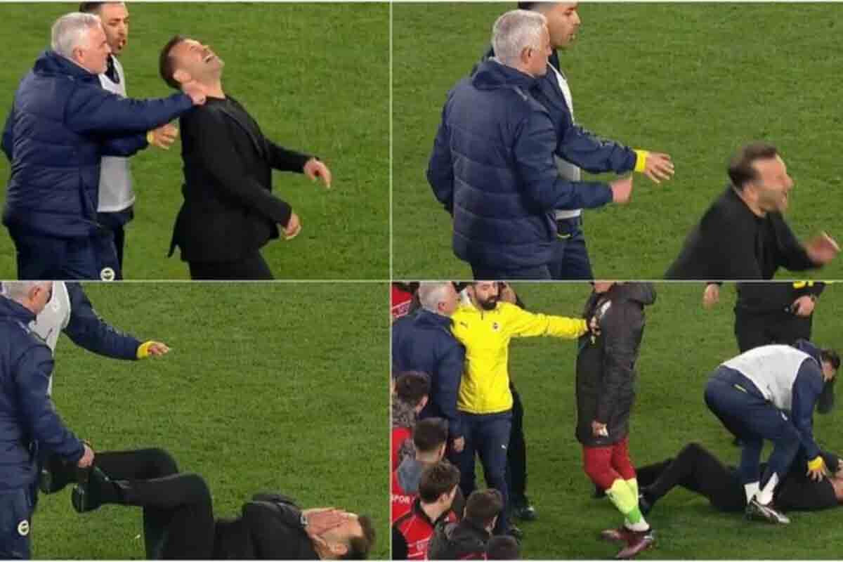 <p>Joze Mourinyo "Qalatasaray"ın baş&nbsp;məşqçisini burnundan tutub</p>